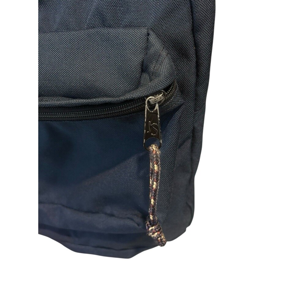 Vintage Made In USA JanSport Backpack Navy Blue 2 Pocket Bookbag 90s - Picture 2 of 6